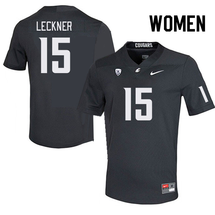 Women #15 Trey Leckner Washington State Cougars College Football Jerseys Stitched Sale-Charcoal